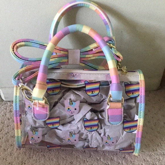 New Betsey Johnson clear unicorn face bag rare - Picture 2 of 7